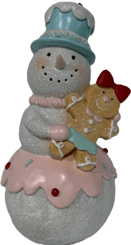 22cm Snowman Hugging Gingerbread Girl
