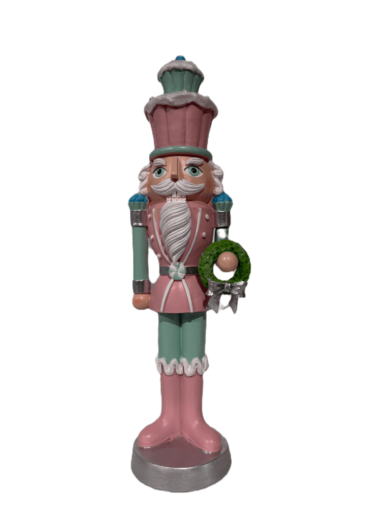 41.5cm Nutcracker with Cupcake Hat Holding Wreath