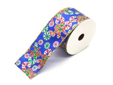 Blue Satin with Candy 10m Ribbon