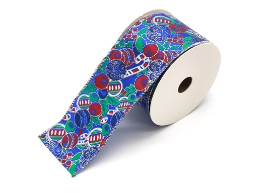 Blue Satin with Cherry Candy 10m Ribbon