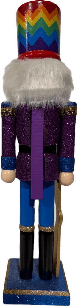 38cm Purple Coat Blue Pants Rainbow Hat Wooden Nutcracker