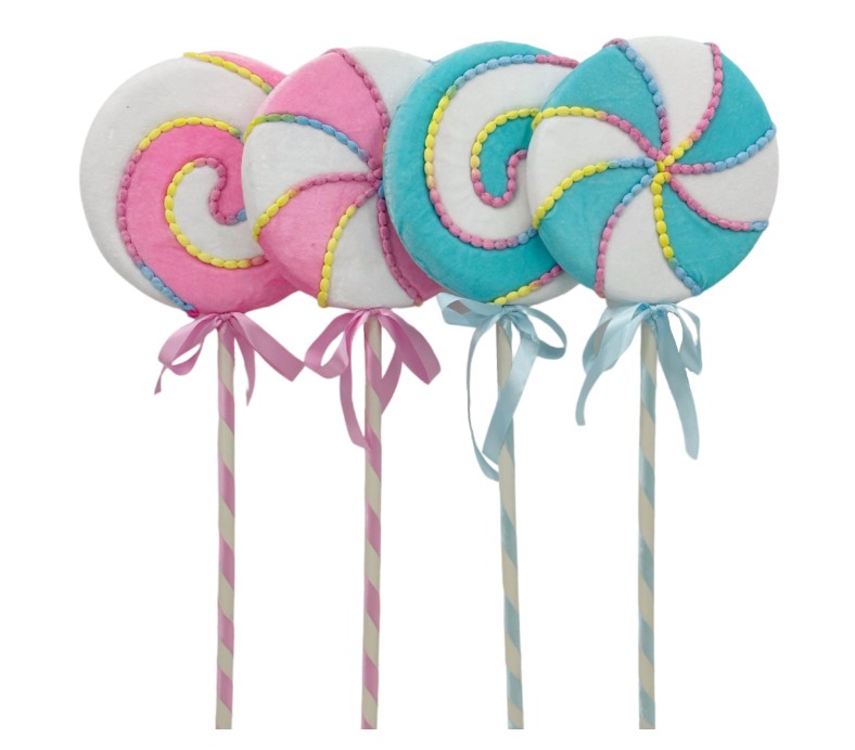 Christmas Candy Pop Pink White or Blue White Lollypops Lrg Asstd