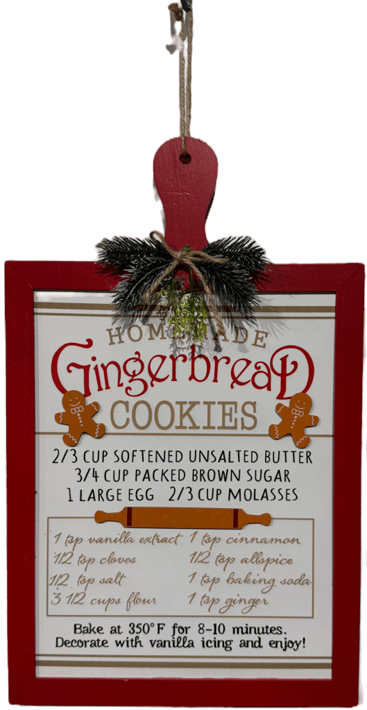 50cm Christmas Gingerbread Recipe Hanging Sign