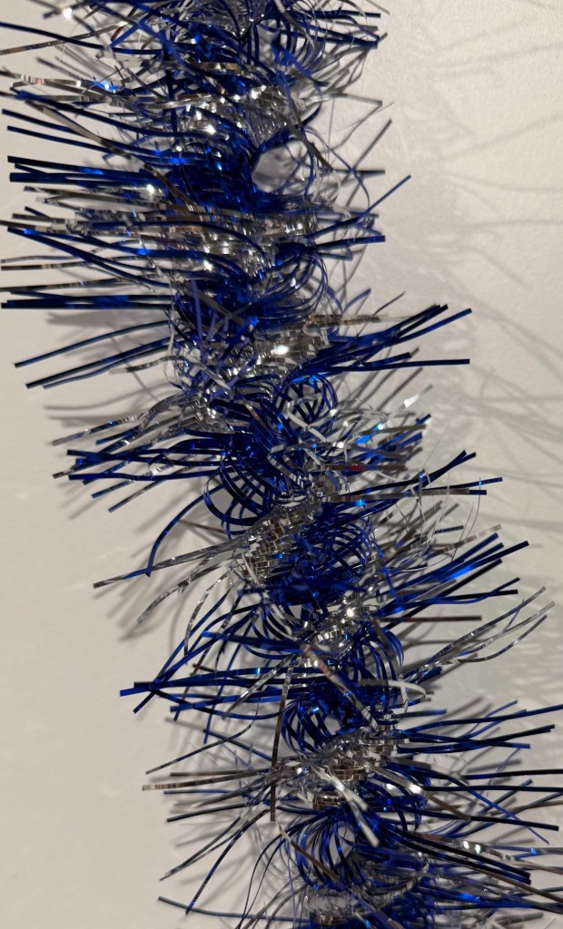 Navy Blue and Silver Spiral 9cm 2m Tinsel