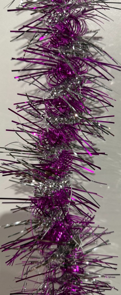 Purple and Silver Spiral 9cm 2m Tinsel