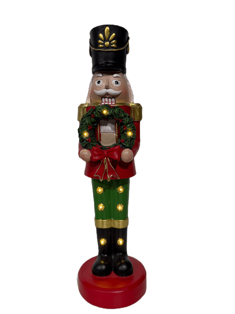 38cm LED Nutcracker Holding Wreath