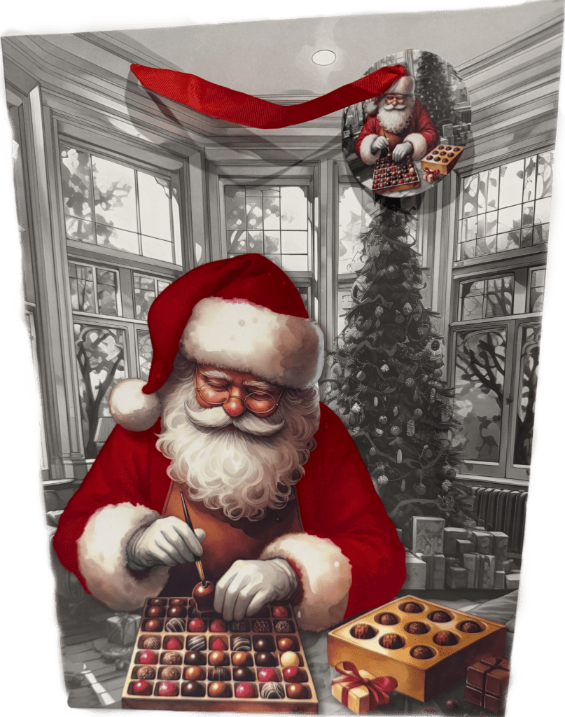 X-Large Flocked Velvet Santa Painting Chocolates Gift Bag