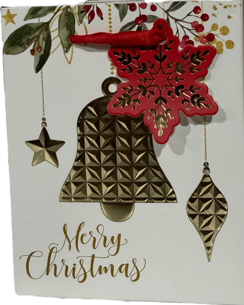 Small Merry Christmas Bell Classic Elegance Christmas Gift Bag