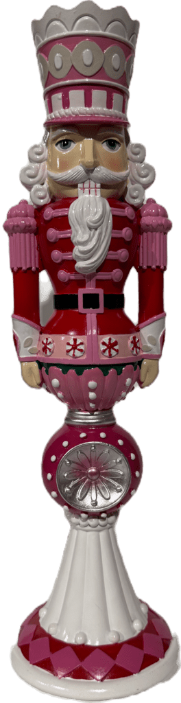 42cm Pink Nutcracker Finial with Top Hat and Double Pink Base