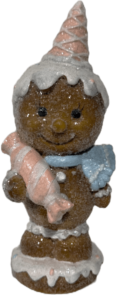 Gingerbread Man Standing Holding Candy